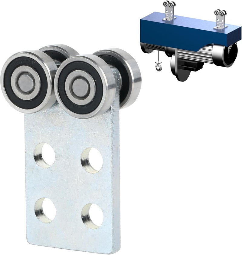 Fuperoo 4 Wheel Trolley Rollers. Bearing Trolley Assembly. Top Room for Set Screws, Allowing Use of 1-5/8" High Strut Channel - Image 1
